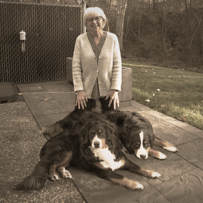 Ruth with her two dogs.